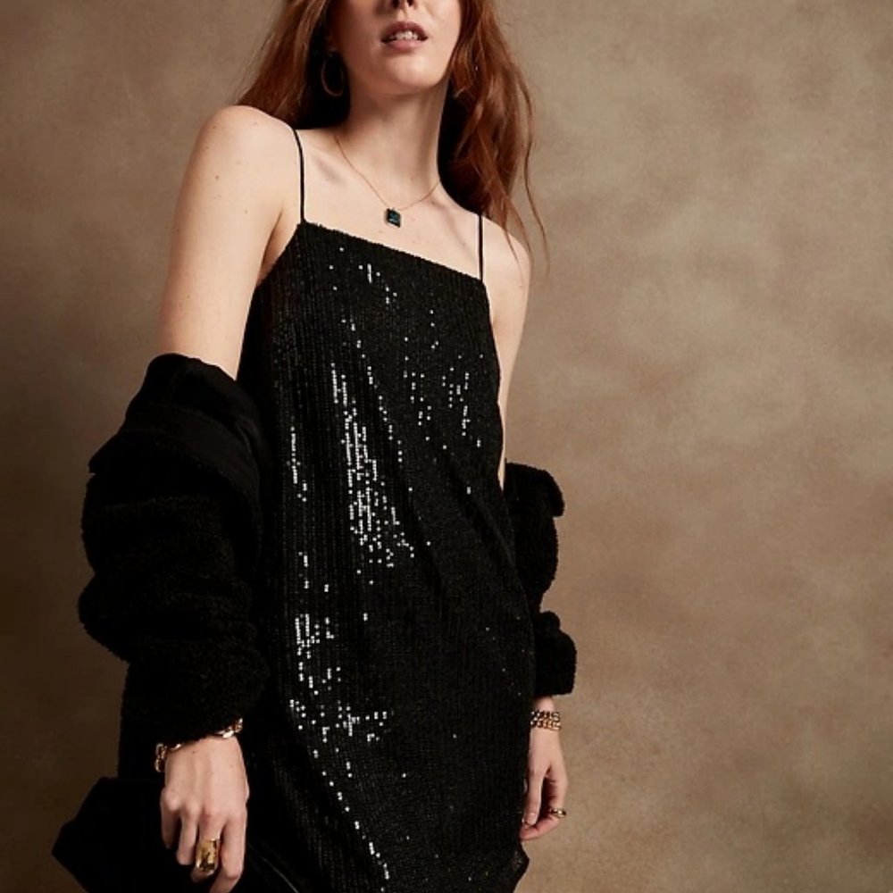 Banana Republic Black Sequin Mini Dress